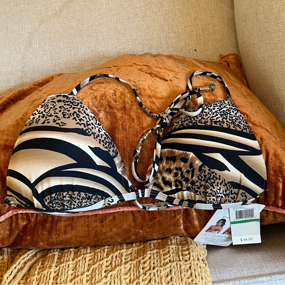 NWT Voda Swim Envy Push Up Bikini Top in Animal Leopard Print Size Large